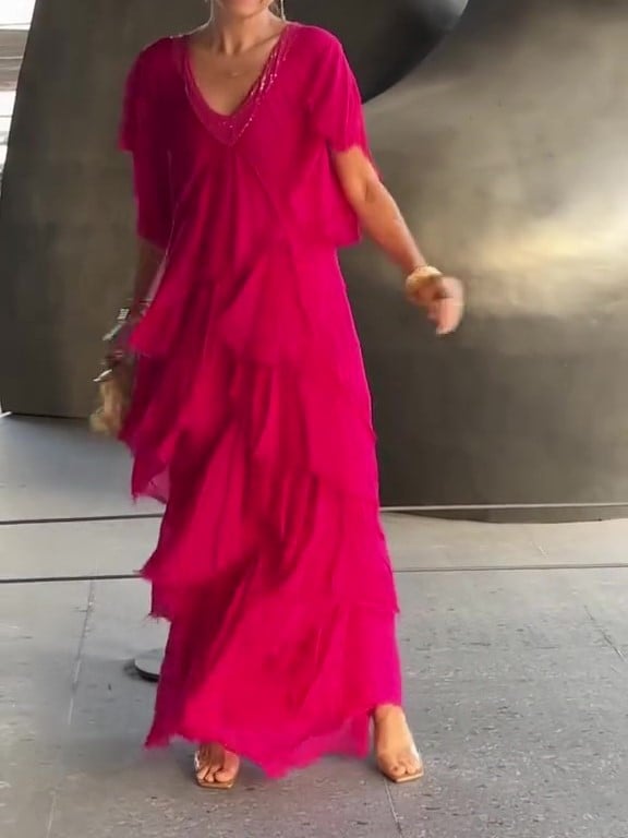 šElegant V-neck Maxi Dress