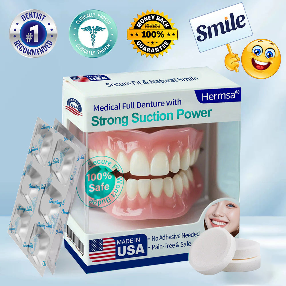 Hermsa® Medical Full Denture with Strong Suction ✅ Made and Shipped from the USA🍀