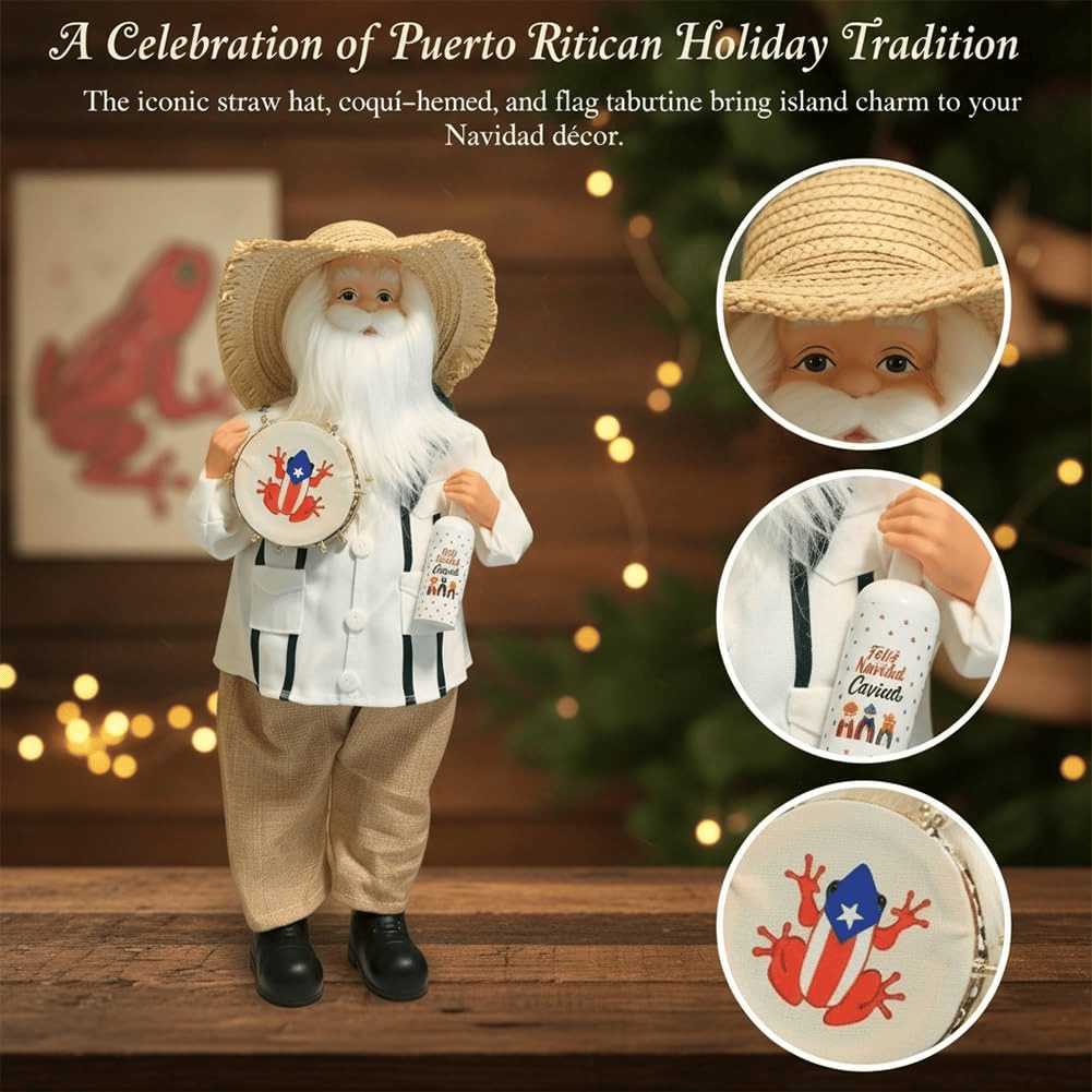 Limited Edition, Only 100 Sets Left! - 🎄🎅Puerto Rican Santa Claus – Coquito & Tambor Holiday Decor🎶