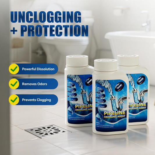 QIAWI Powerful Pipe Dredging Agent for Kitchen and Toilet Pipelines - Dissolves 200+ Blockages and Kills 99% of Bacteria