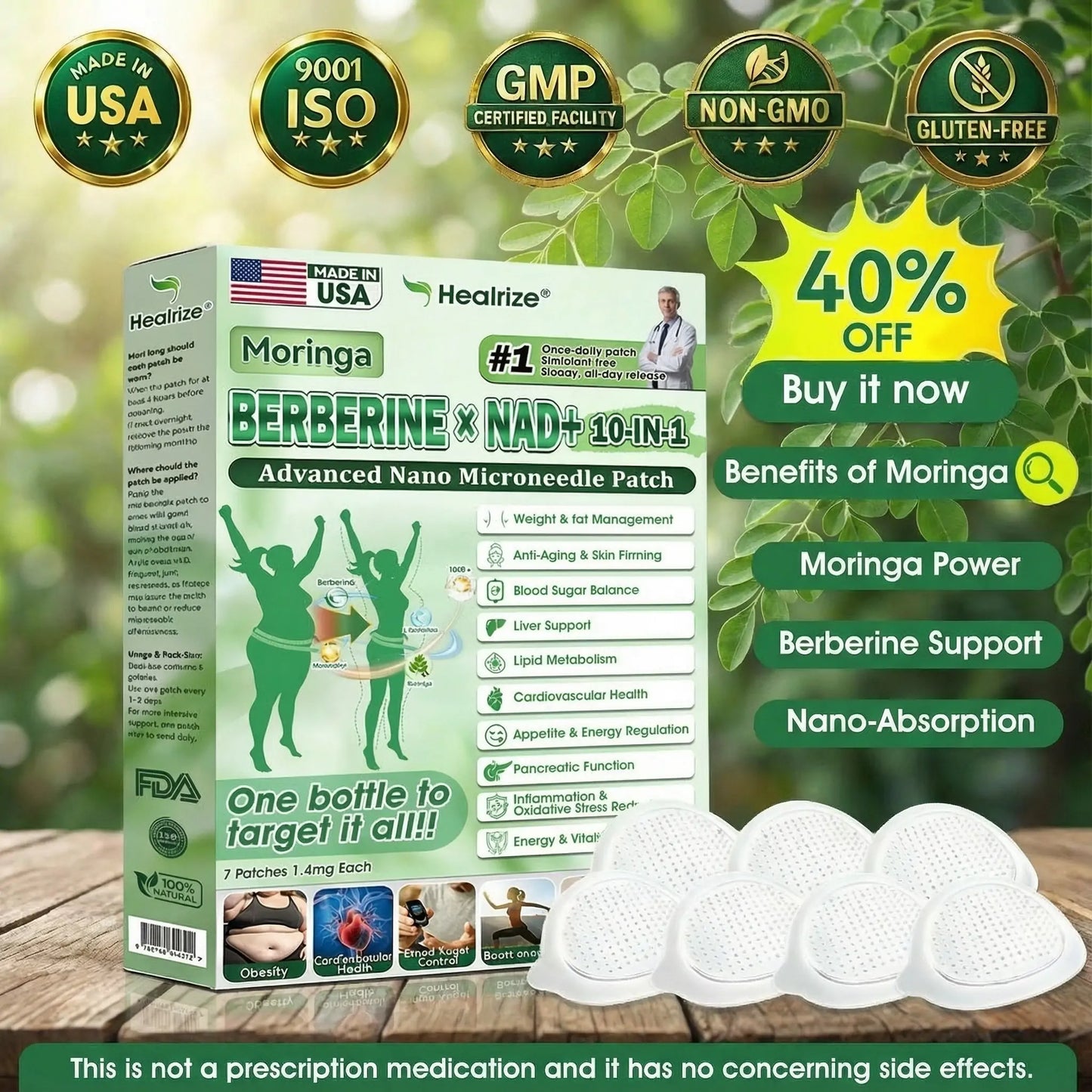 🇺🇸 𝐎𝐟𝐟𝐢𝐜𝐢𝐚𝐥 𝐔𝐒 𝐒𝐭𝐨𝐫𝐞 | 🧑‍⚕️🩺 𝐇𝐞𝐚𝐥𝐫𝐢𝐳𝐞® Moringa · Berberine × NAD+ 𝟏𝟎-𝐢𝐧-𝟏 𝐀𝐝𝐯𝐚𝐧𝐜𝐞𝐝 𝐍𝐚𝐧𝐨 𝐌𝐢𝐜𝐫𝐨𝐧𝐞𝐞𝐝𝐥𝐞 𝐏𝐚𝐭𝐜𝐡 — 𝐎𝐧𝐜𝐞 𝐃𝐚𝐢𝐥𝐲, 𝐕𝐢𝐬𝐢𝐛𝐥𝐞 𝐑𝐞𝐬𝐮𝐥𝐭𝐬 𝐢𝐧 𝟕 𝐃𝐚𝐲𝐬